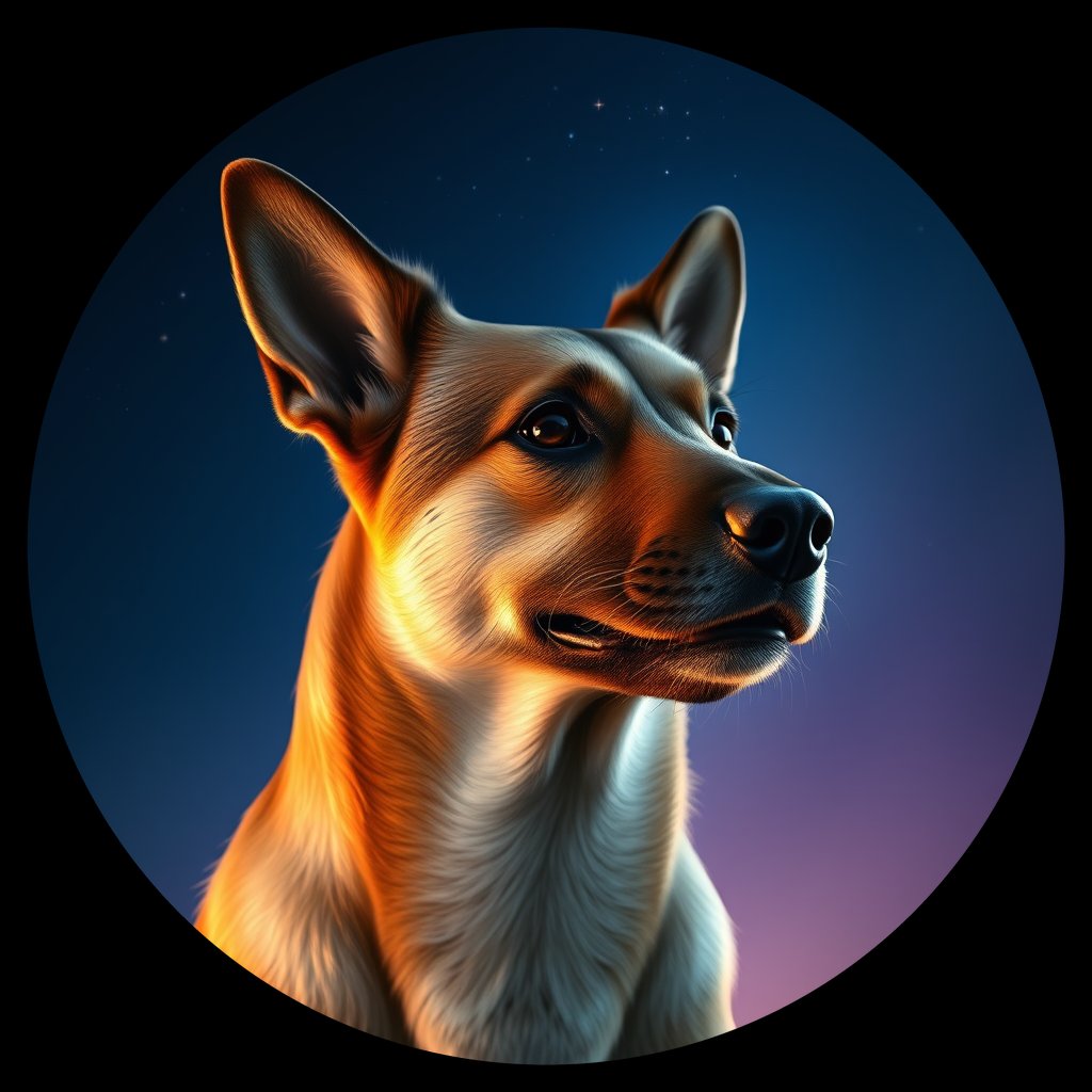 Cosmic medallion portrait of SLAV_SLAV_4, a Village Dog Slavic