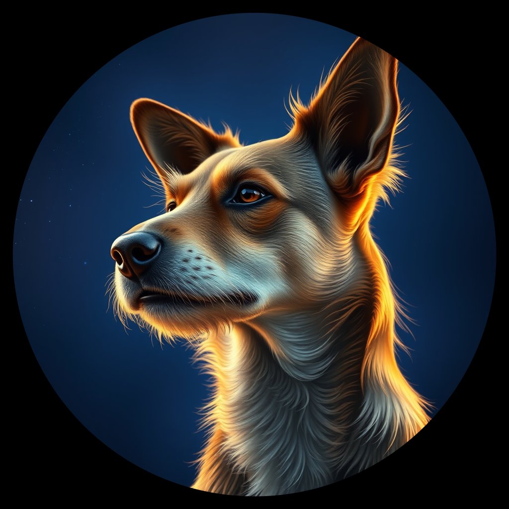Cosmic medallion portrait of SLAV_SLAV_5, a Village Dog Slavic