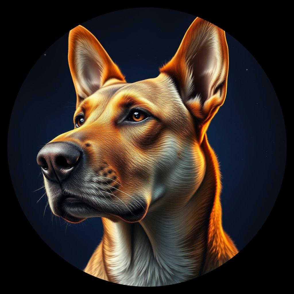 Cosmic medallion portrait of SLAV_SLAV_6, a Village Dog Slavic