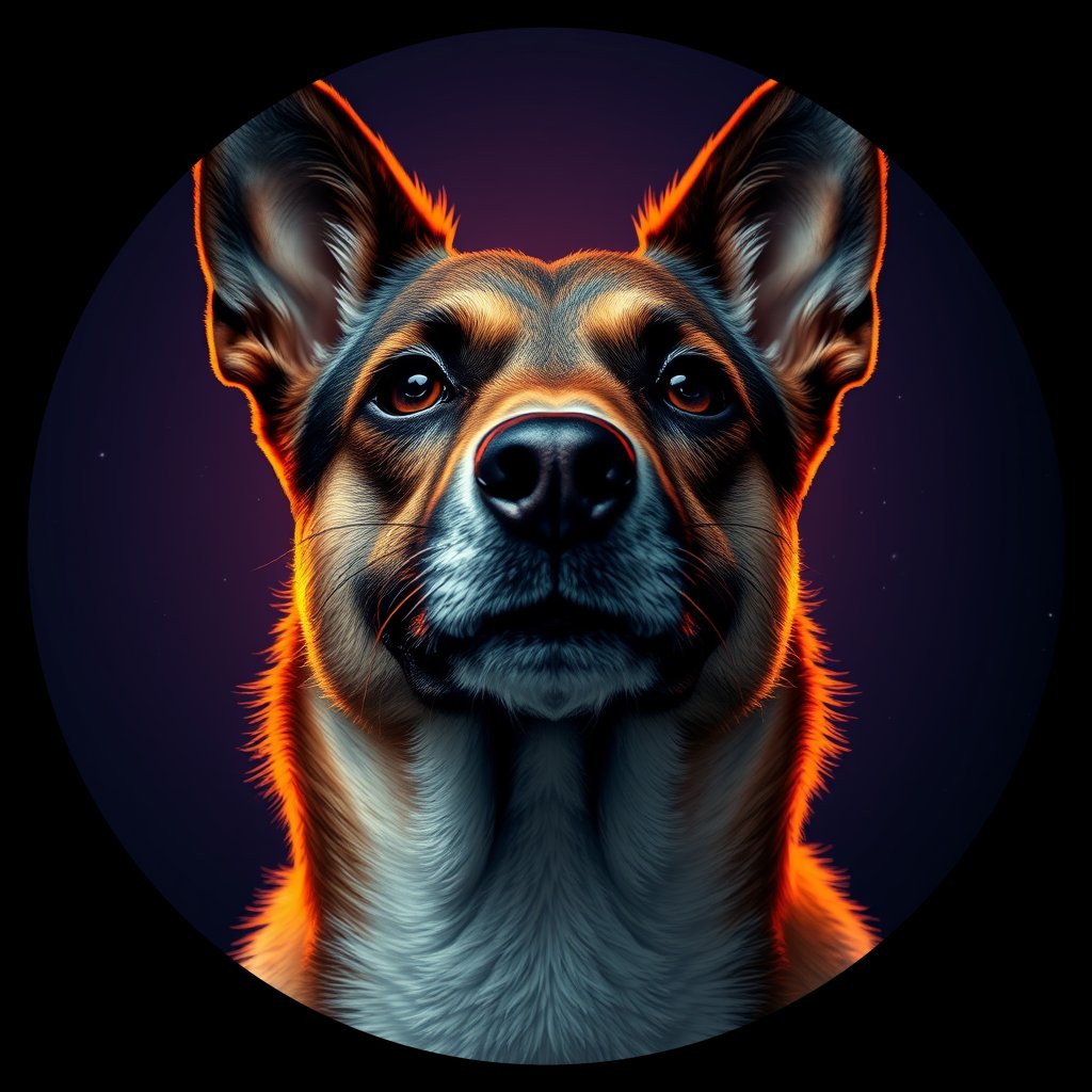 Cosmic medallion portrait of SLAV_SLAV_7, a Village Dog Slavic