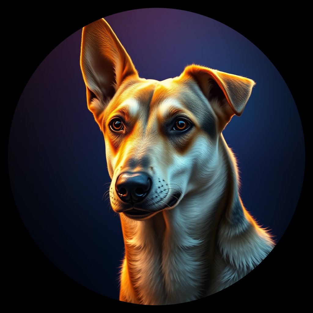 Cosmic medallion portrait of SLAV_SLAV_8, a Village Dog Slavic