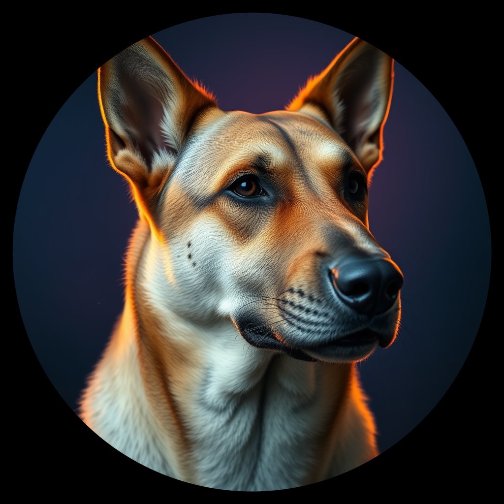 Cosmic medallion portrait of SLAV_SLAV_9, a Village Dog Slavic