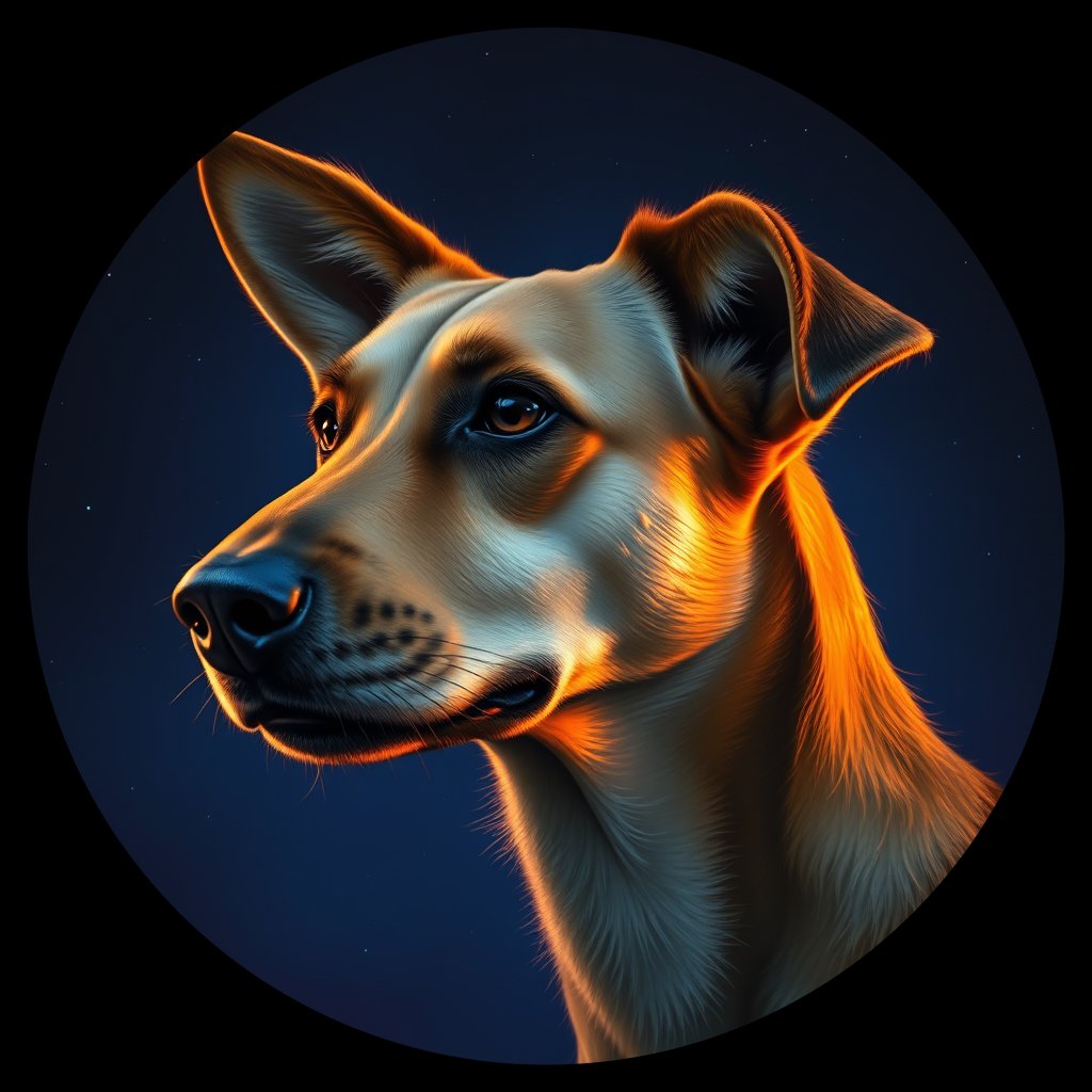 Cosmic medallion portrait of SOUTH_44.2, a Dingo South