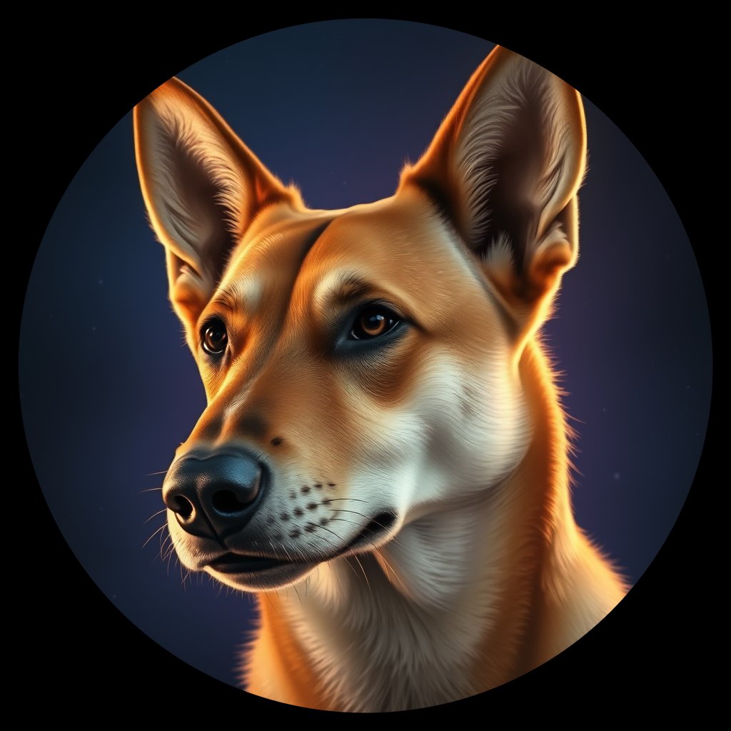 Cosmic medallion portrait of SOUTH_65.1, a Dingo South