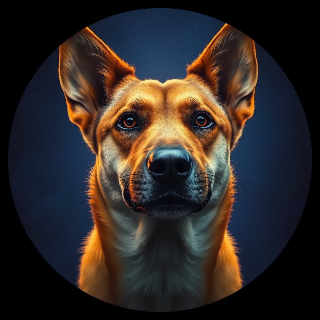Cosmic medallion portrait of SOUTH_cd291, a Dingo South