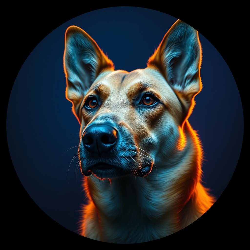 Cosmic medallion portrait of SOUTH_cd343, a Dingo South