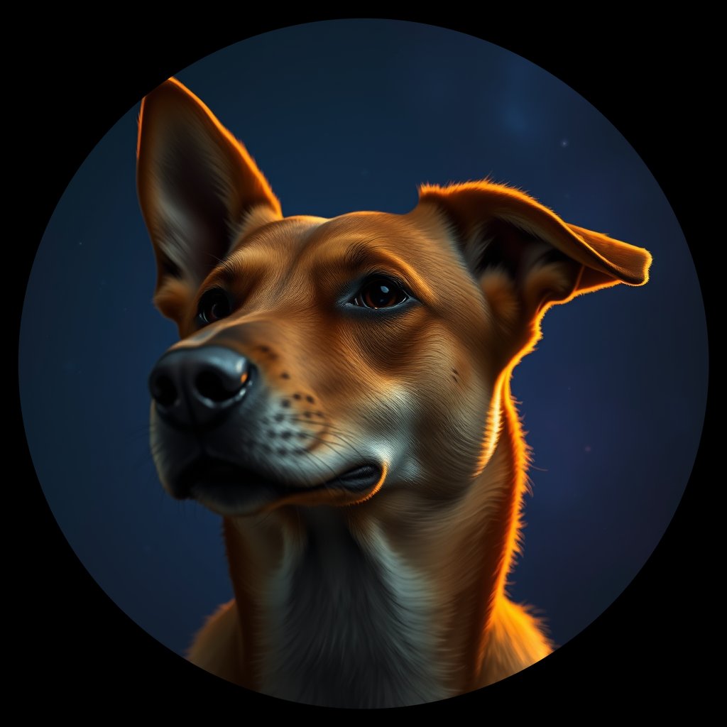 Cosmic medallion portrait of SOUTH_cd349, a Dingo South