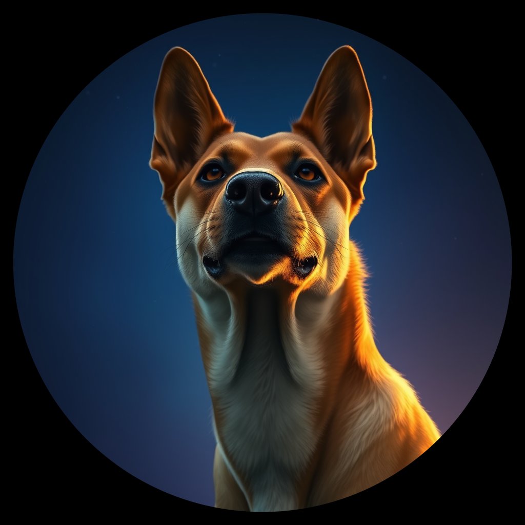 Cosmic medallion portrait of SOUTH_cd684, a Dingo South