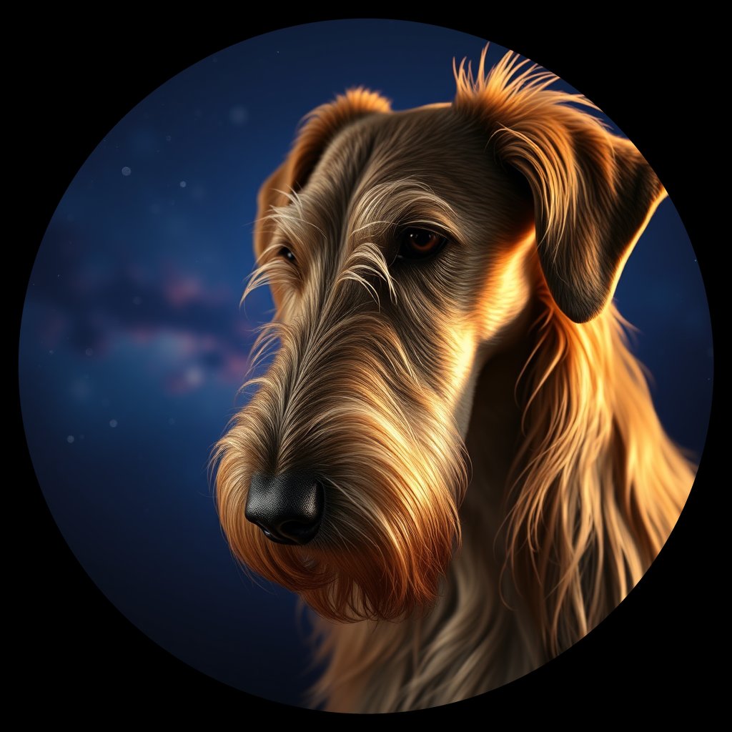 Cosmic medallion portrait of SPIN_SPIN_16E03, a Spinone Italiano