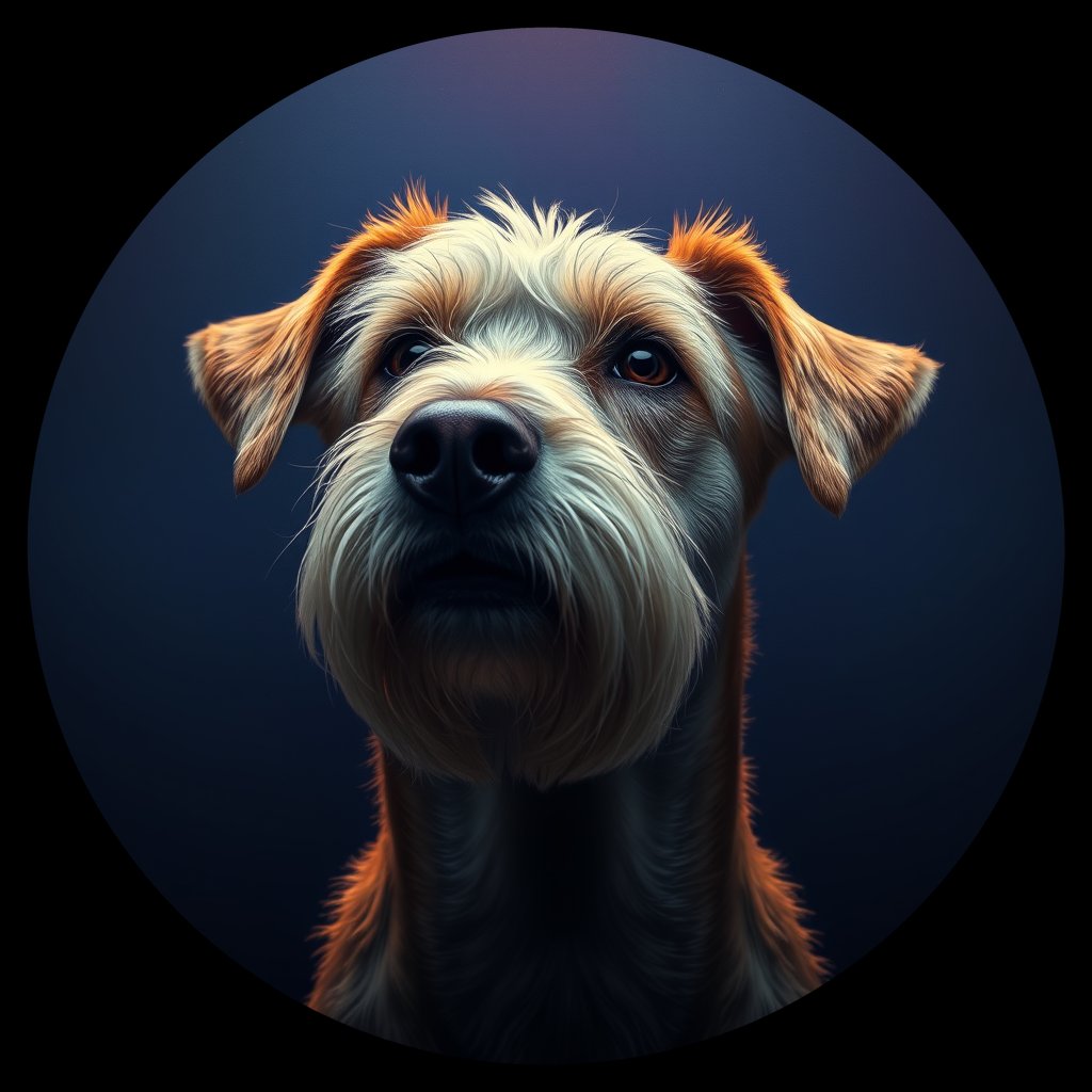 Cosmic medallion portrait of SPIN_SPIN_17A07, a Spinone Italiano