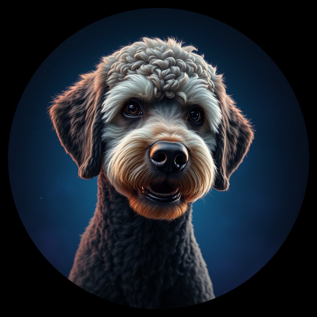 Cosmic medallion portrait of SPOO_SPOO_27151, a Standard Poodle