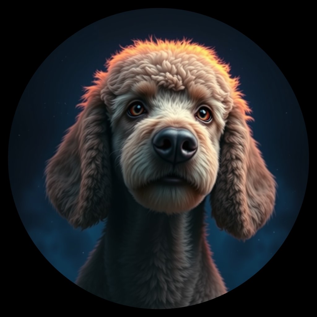 Cosmic medallion portrait of SPOO_SPOO_27219, a Standard Poodle