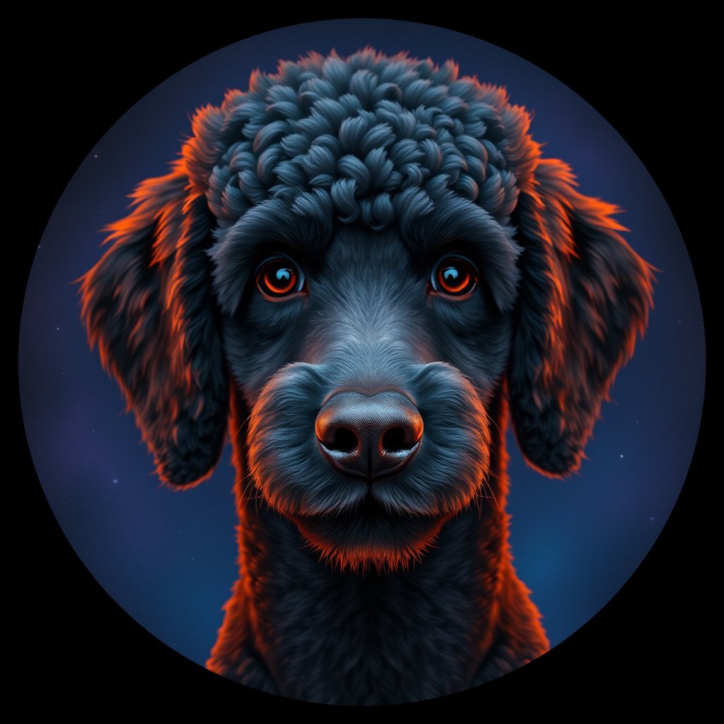 Cosmic medallion portrait of SPOO_SPOO_27225, a Standard Poodle