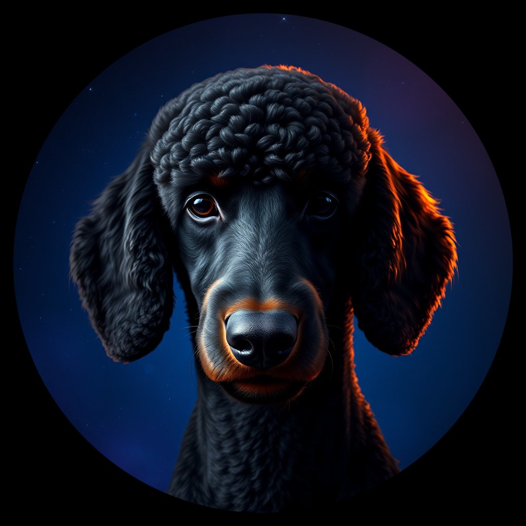 Cosmic medallion portrait of SPOO_SPOO_28536, a Standard Poodle