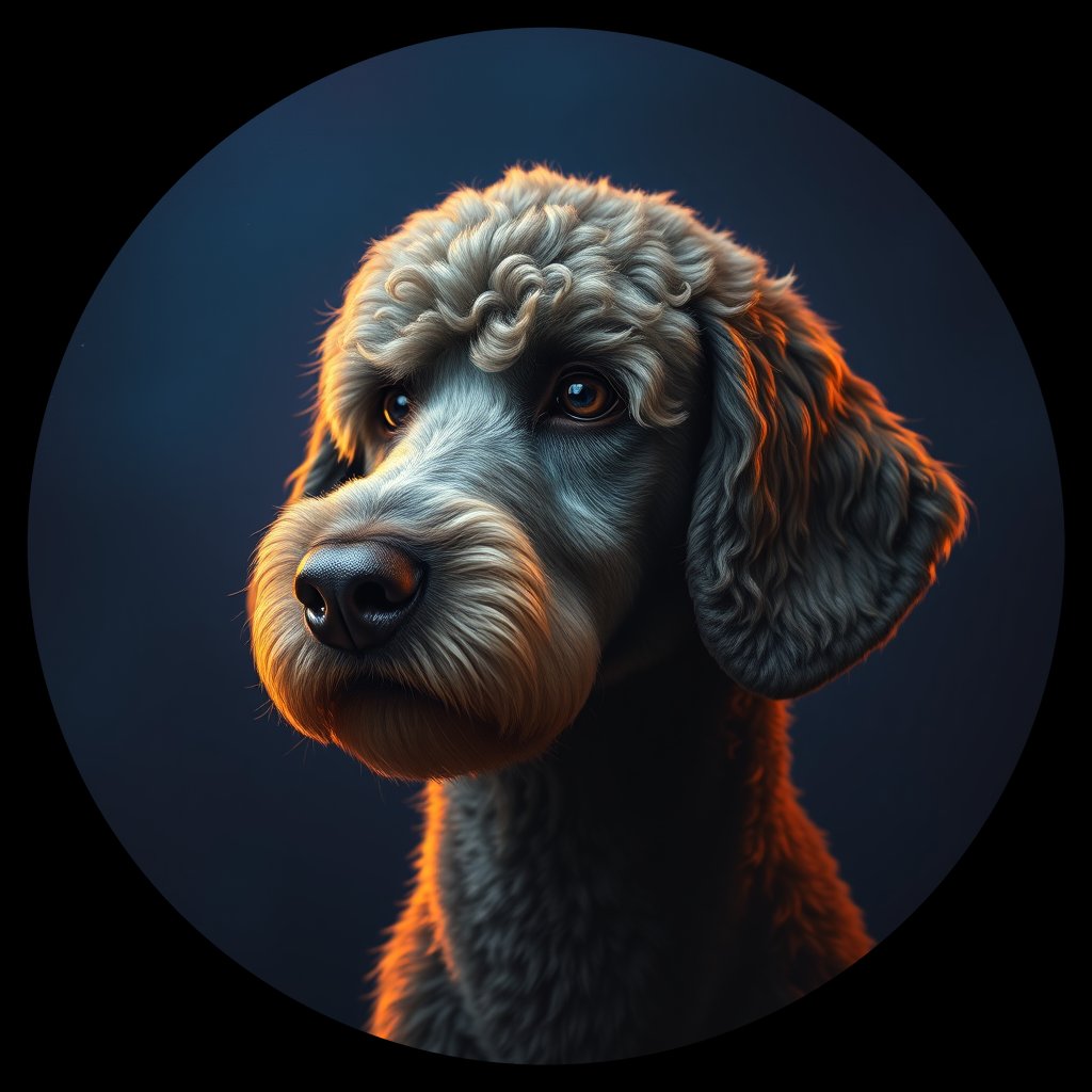 Cosmic medallion portrait of SPOO_StP_0GT377, a Standard Poodle