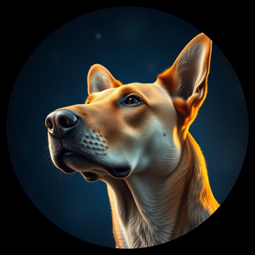Cosmic medallion portrait of SROV_SROV_d5455, a Village Dog Slovakia Rural