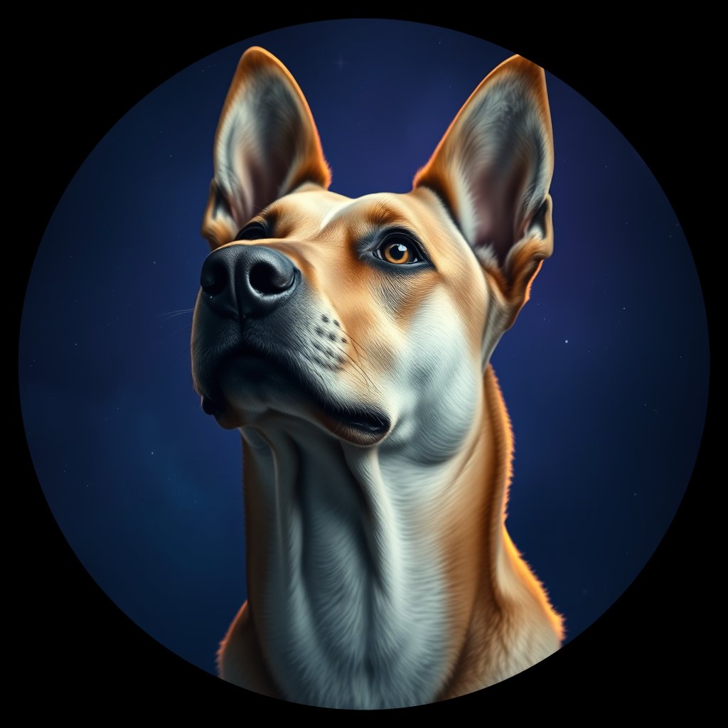 Cosmic medallion portrait of SROV_SROV_d6709, a Village Dog Slovakia Rural