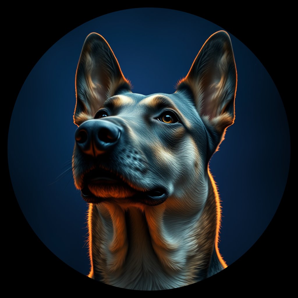 Cosmic medallion portrait of SROV_SROV_d6710, a Village Dog Slovakia Rural