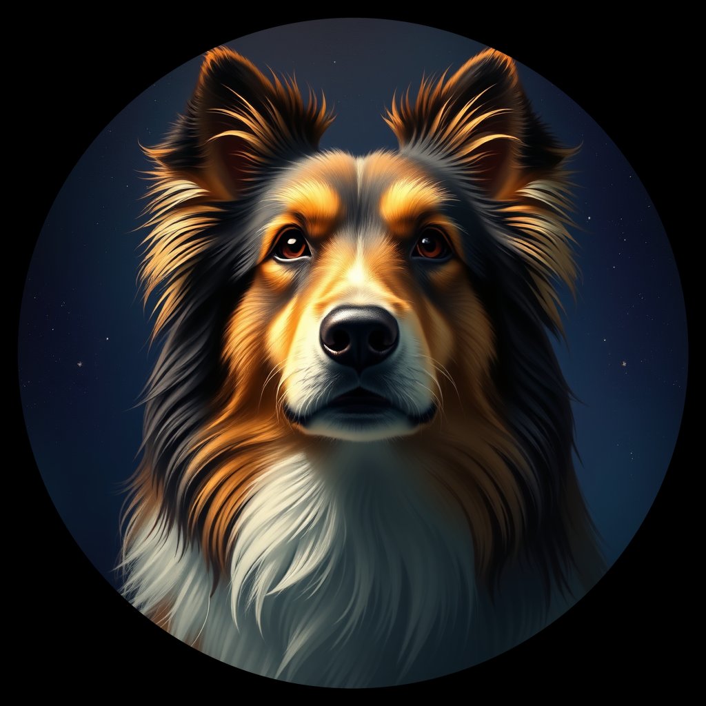 Cosmic medallion portrait of SSHP_SSHP_26992, a Shetland Sheepdog