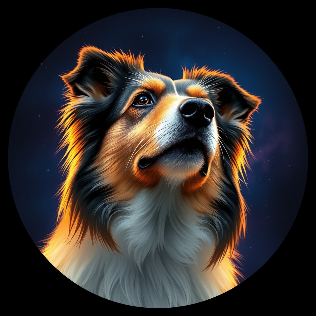 Cosmic medallion portrait of SSHP_SSHP_28480, a Shetland Sheepdog