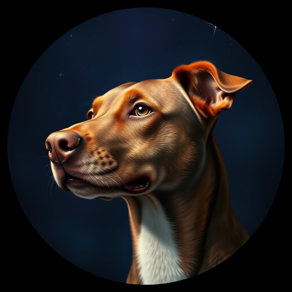 Cosmic medallion portrait of SSNZ_SSNZ_11491, a Village Dog Nz South