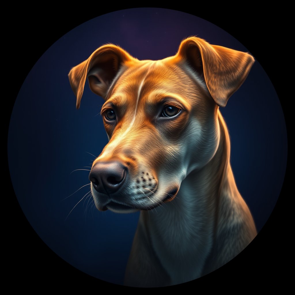Cosmic medallion portrait of SSNZ_SSNZ_11494, a Village Dog Nz South