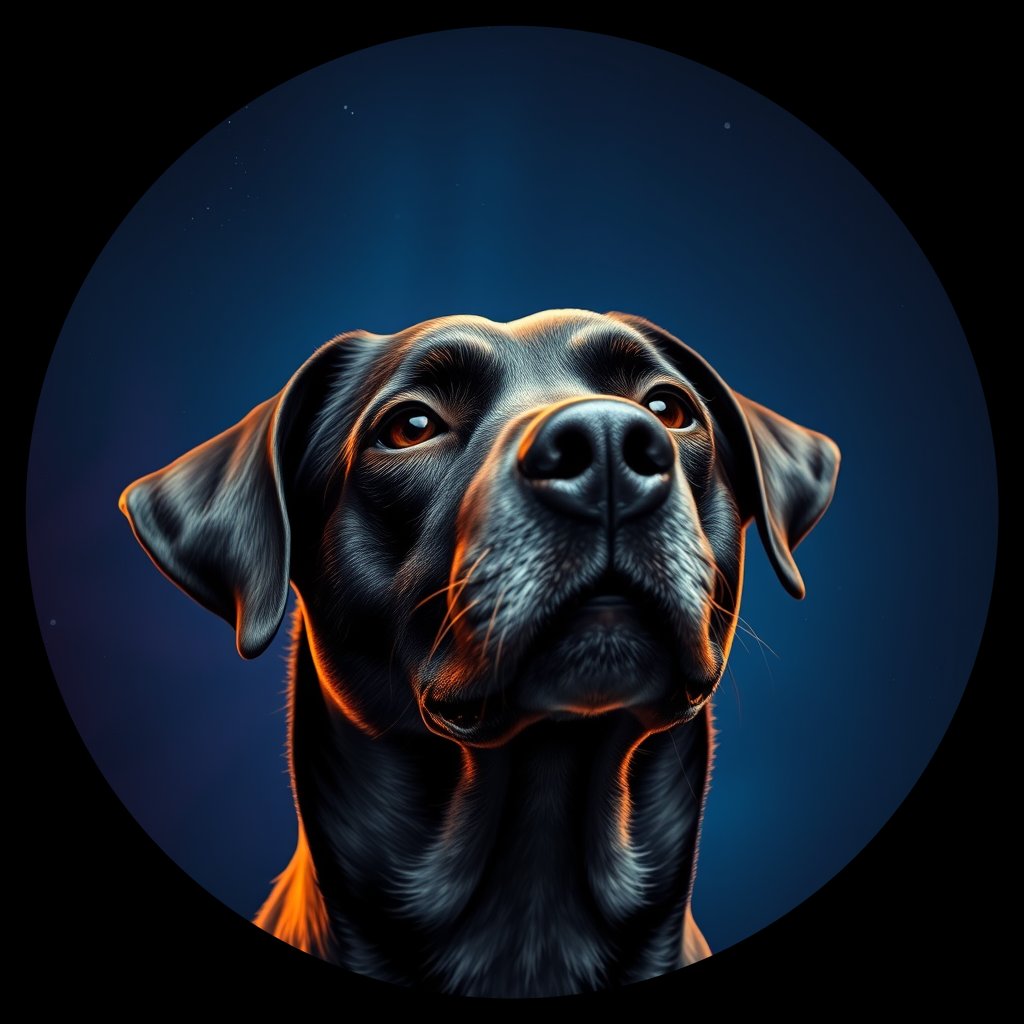 Cosmic medallion portrait of SSNZ_SSNZ_11495, a Village Dog Nz South