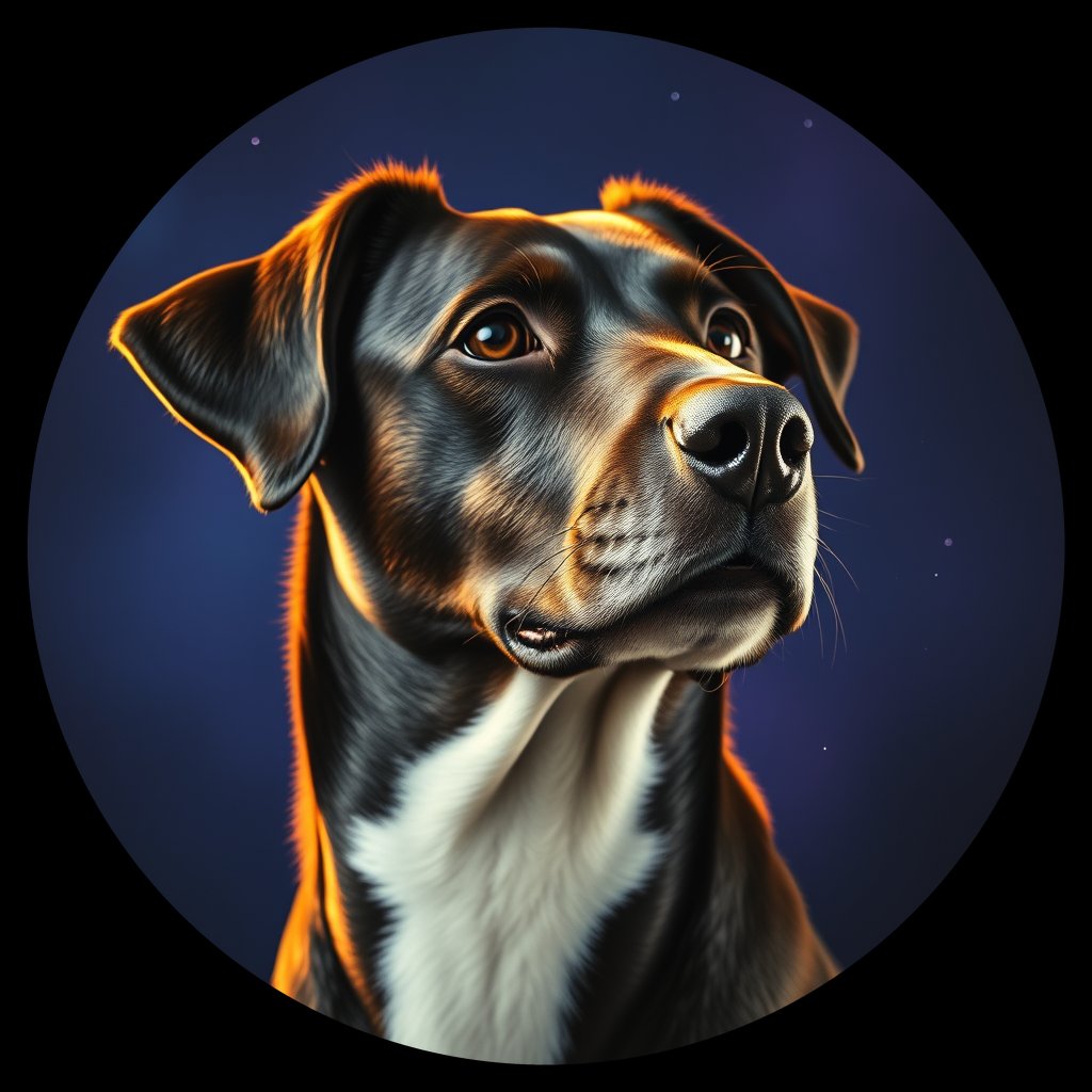 Cosmic medallion portrait of SSNZ_SSNZ_11496, a Village Dog Nz South