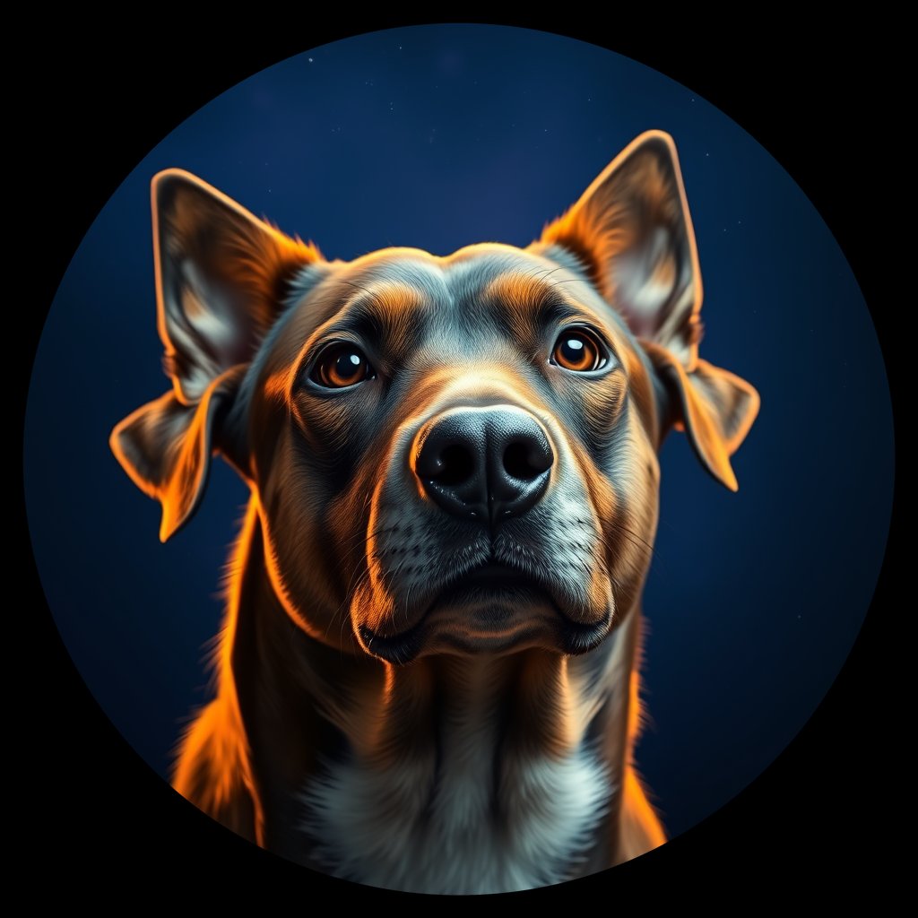 Cosmic medallion portrait of SSNZ_SSNZ_11497, a Village Dog Nz South