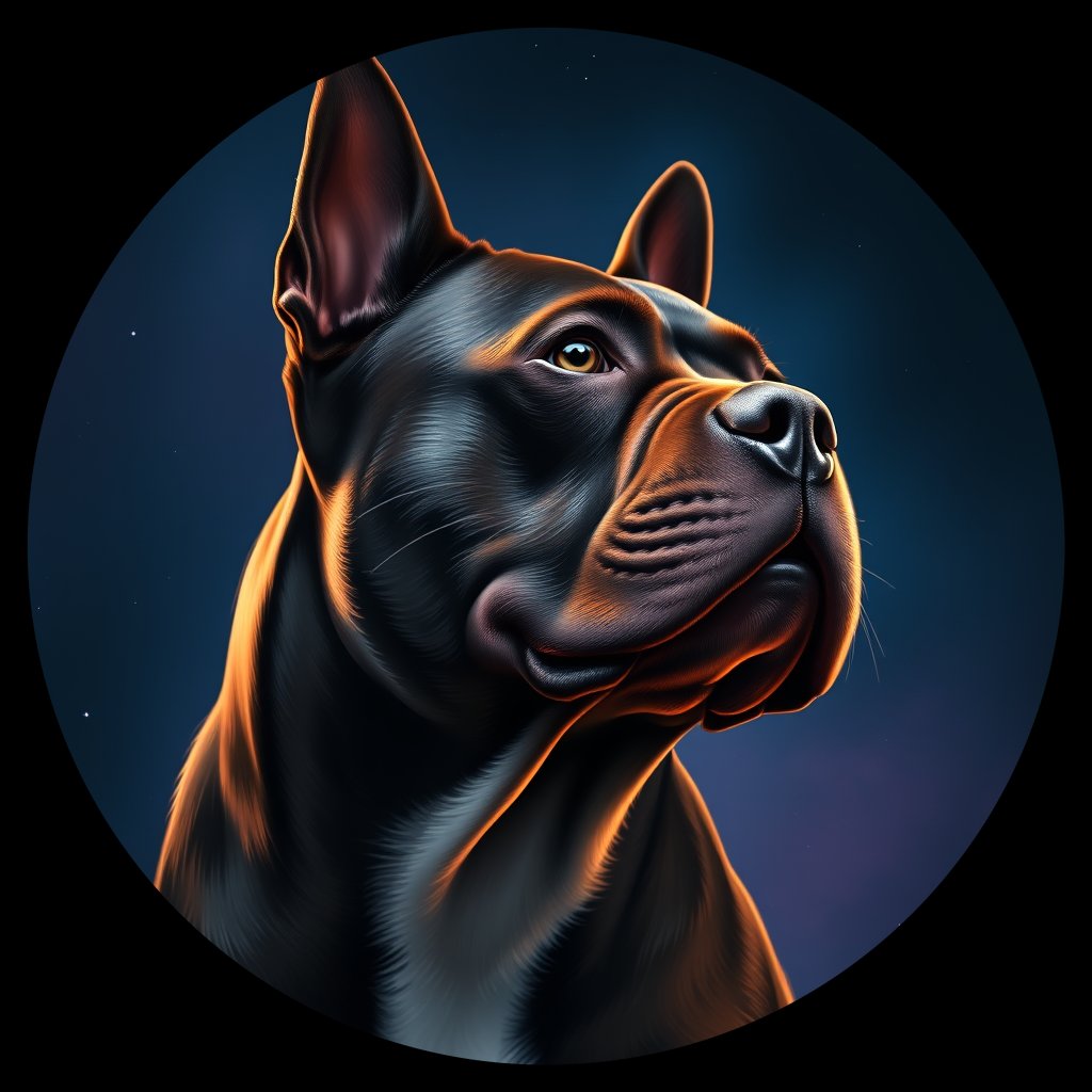 Cosmic medallion portrait of STAF_STAF_01361, a Staffordshire Bull Terrier