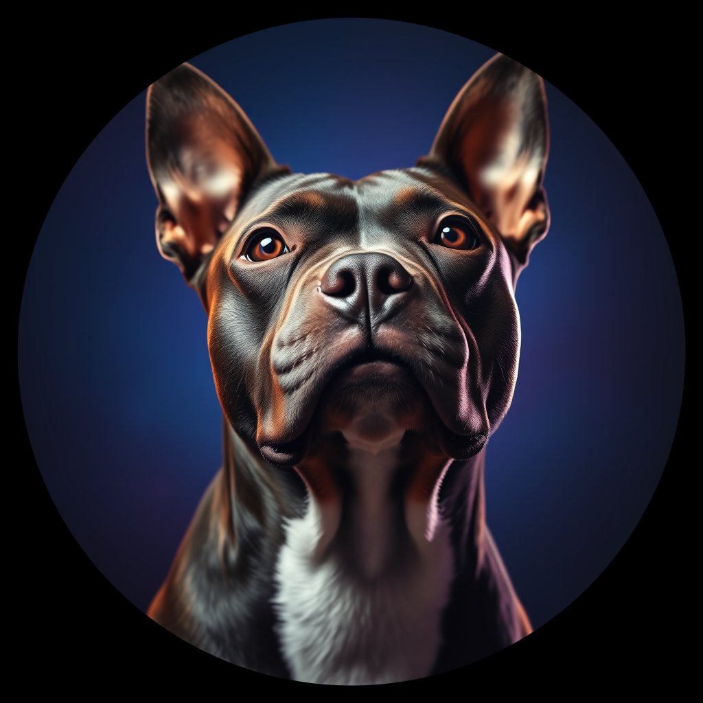 Cosmic medallion portrait of STAF_STAF_02887, a Staffordshire Bull Terrier