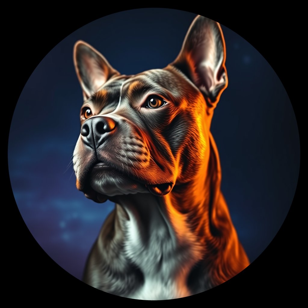 Cosmic medallion portrait of STAF_STAF_03139, a Staffordshire Bull Terrier