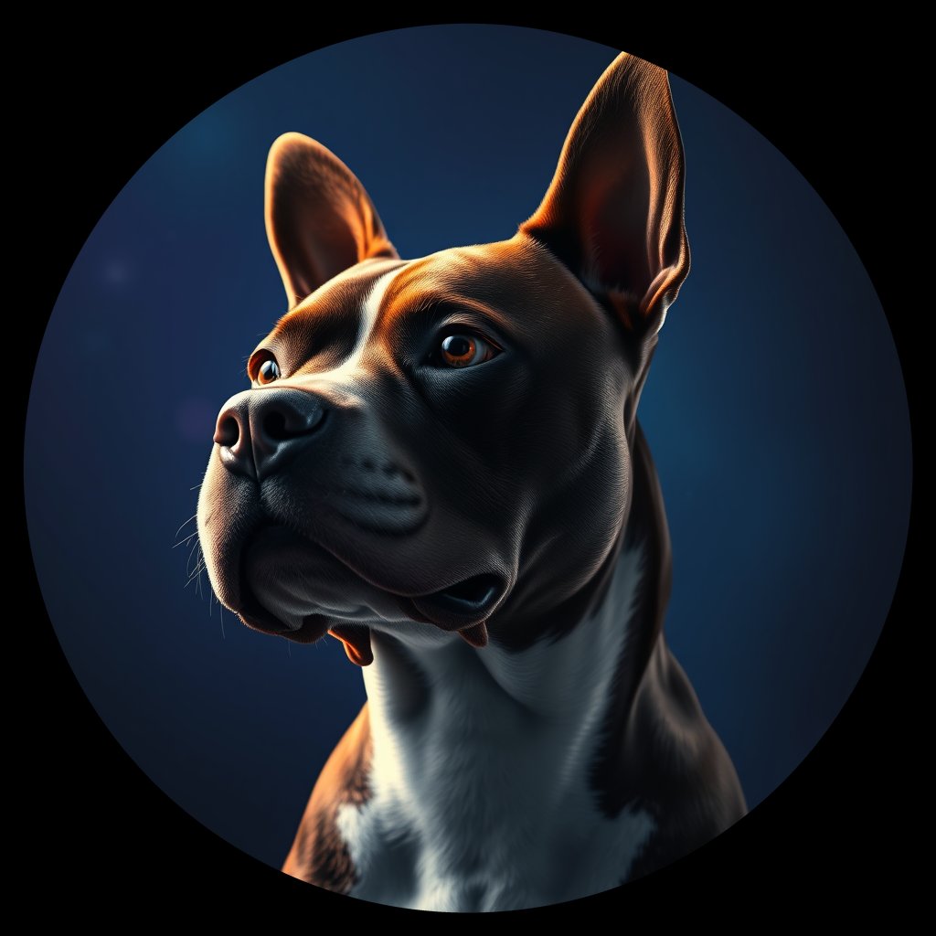 Cosmic medallion portrait of STAF_STAF_03144, a Staffordshire Bull Terrier