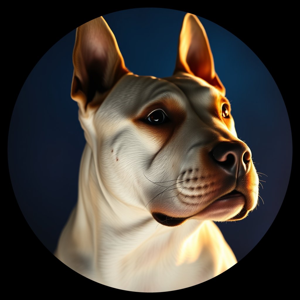 Cosmic medallion portrait of STAF_STAF_03163, a Staffordshire Bull Terrier