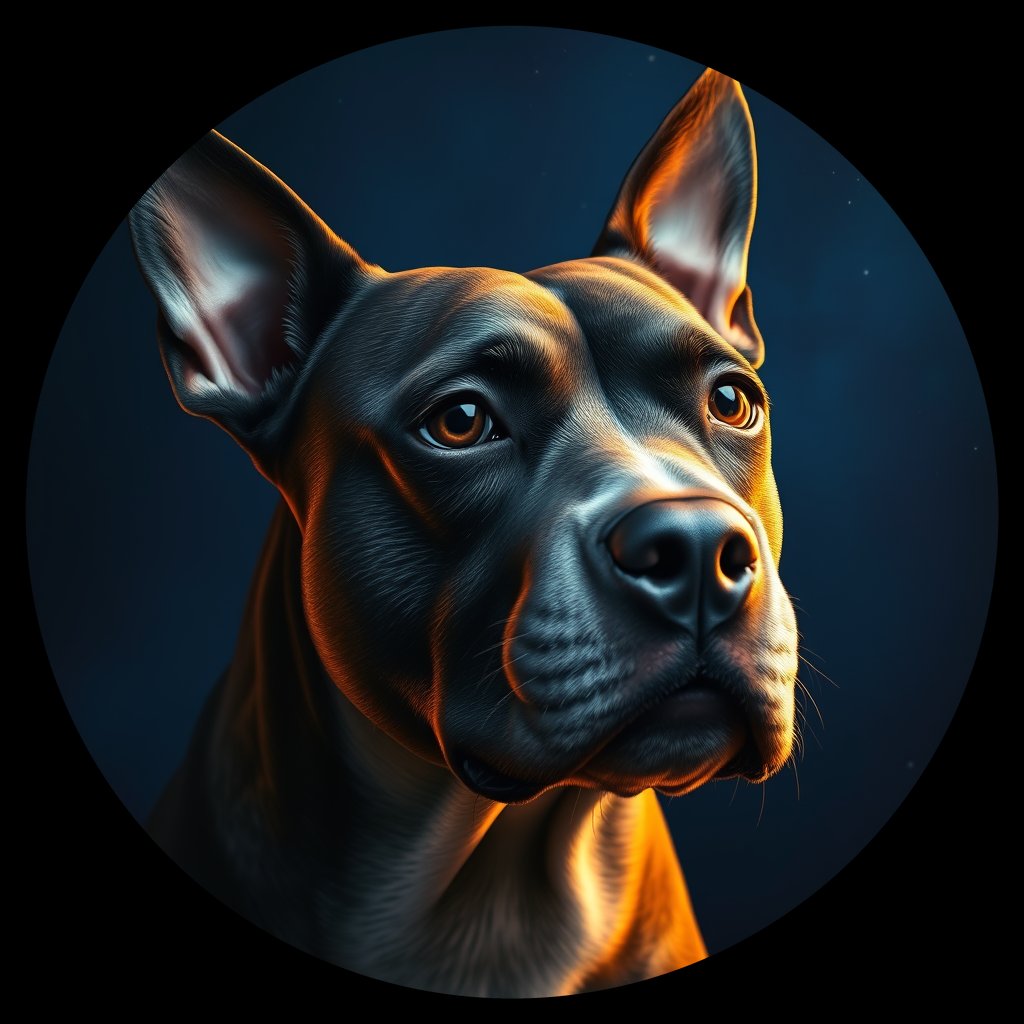 Cosmic medallion portrait of STAF_STAF_03579, a Staffordshire Bull Terrier