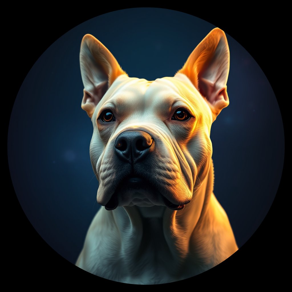 Cosmic medallion portrait of STAF_STAF_27382, a Staffordshire Bull Terrier
