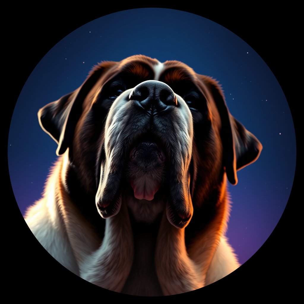 Cosmic medallion portrait of STBD_STBD_01075, a Saint Bernard