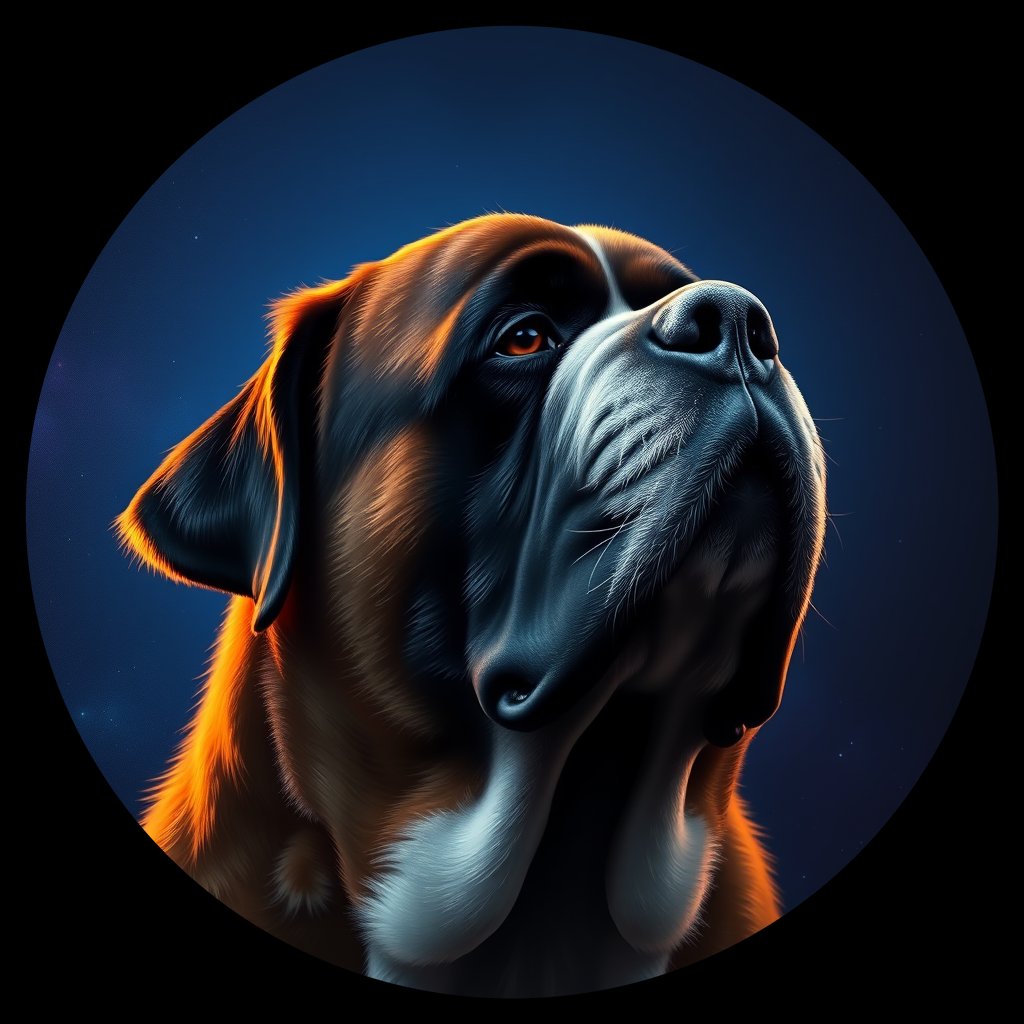 Cosmic medallion portrait of STBD_STBD_12747, a Saint Bernard