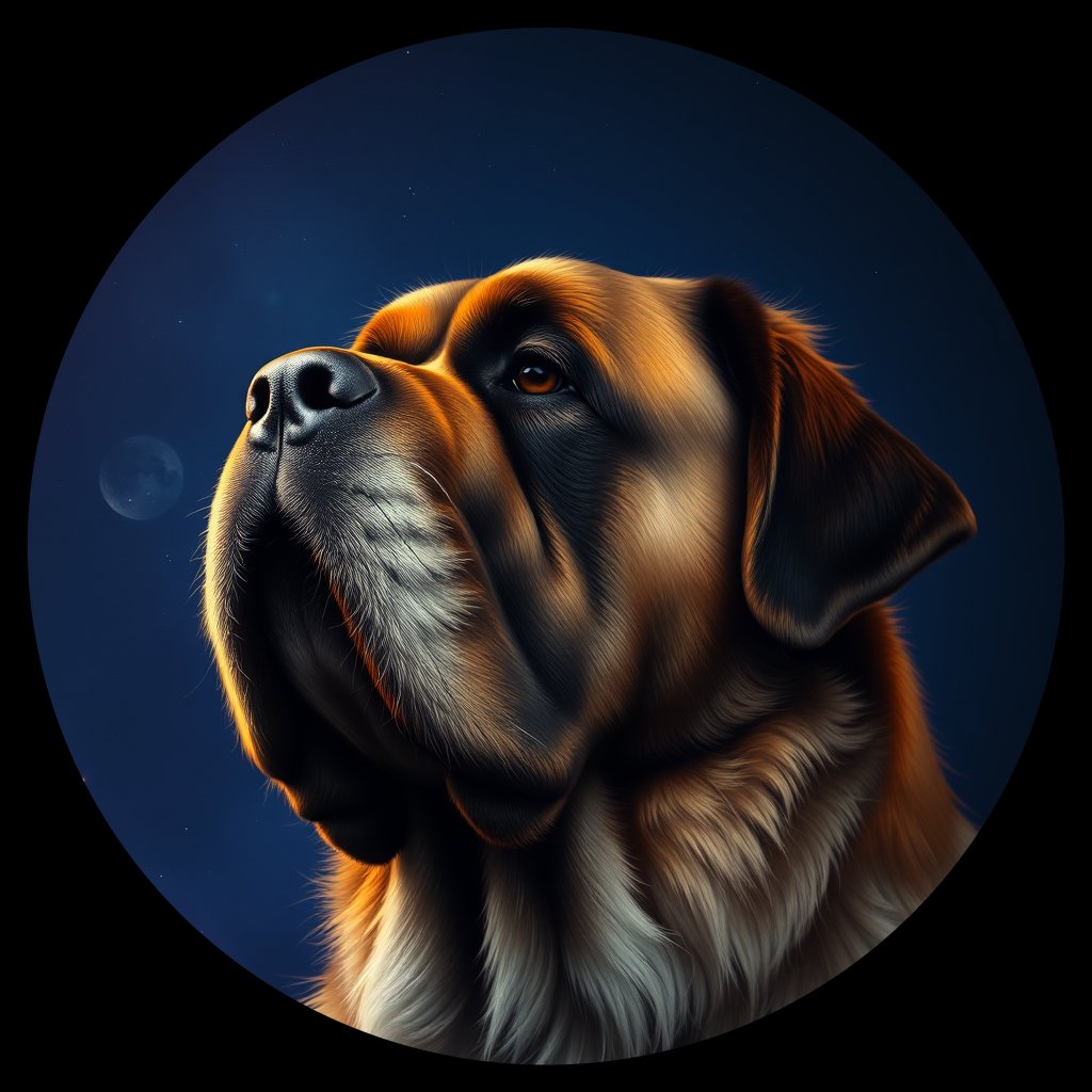 Cosmic medallion portrait of STBD_STBD_12748, a Saint Bernard