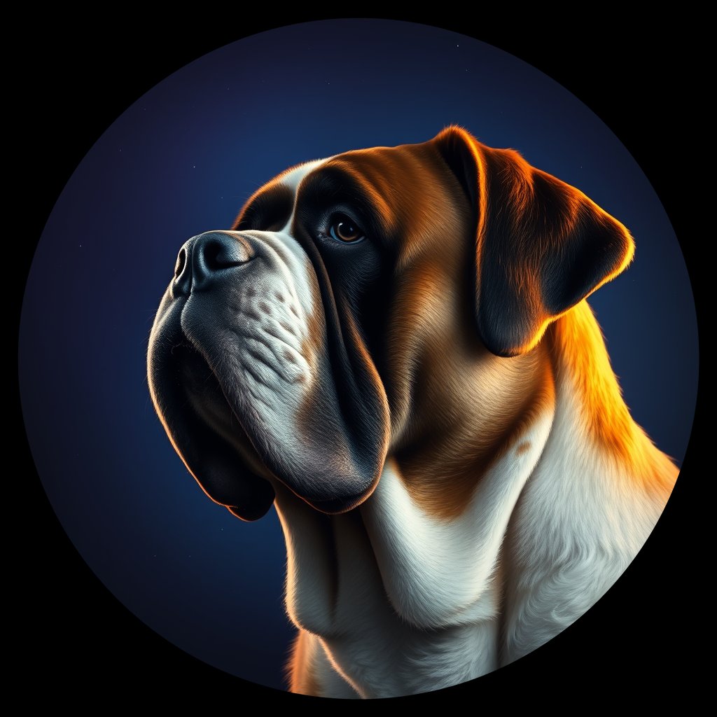 Cosmic medallion portrait of STBD_STBD_12749, a Saint Bernard