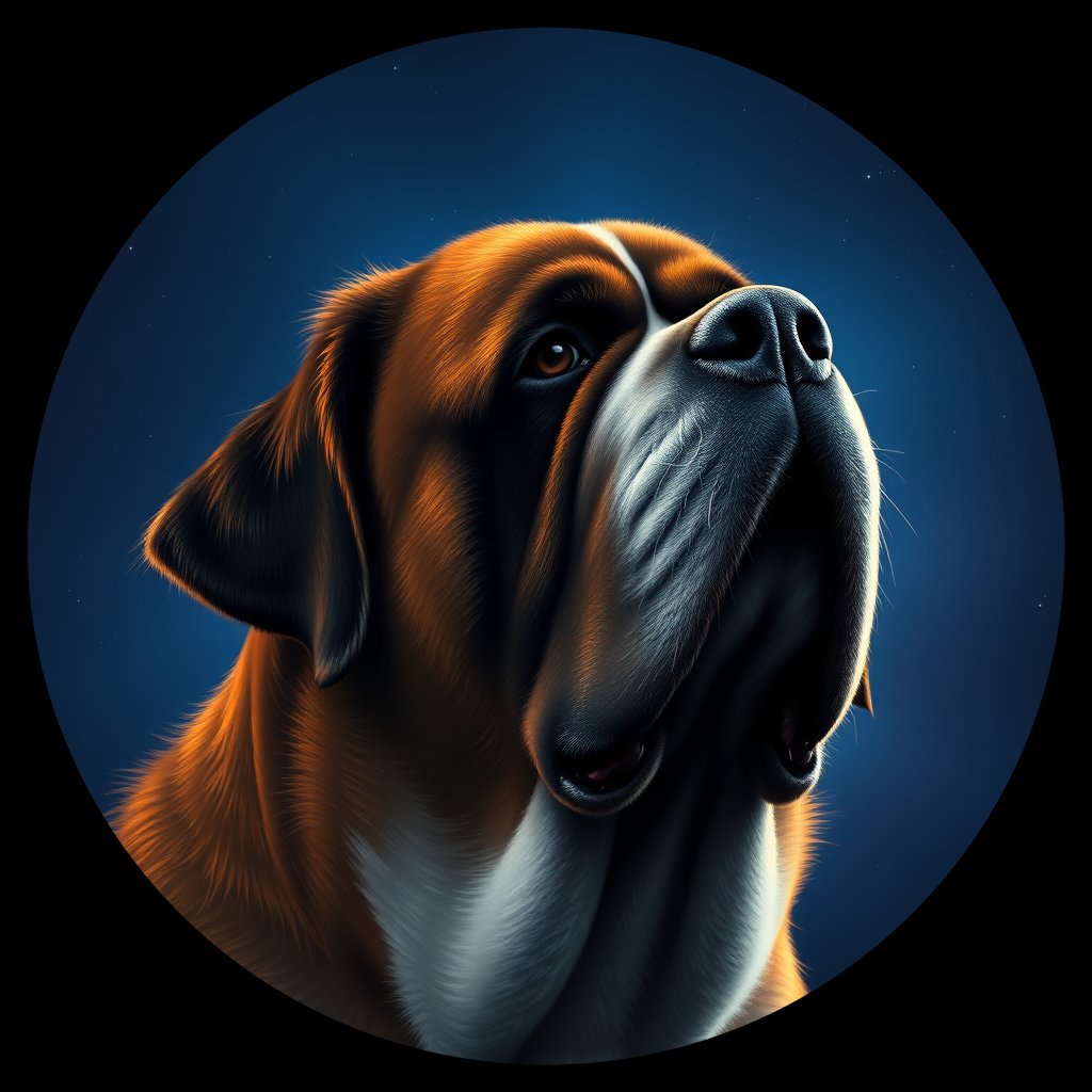 Cosmic medallion portrait of STBD_STBD_12750, a Saint Bernard