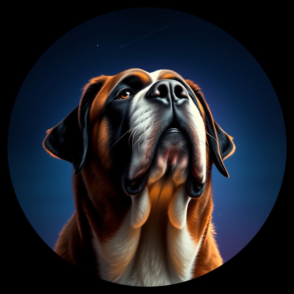 Cosmic medallion portrait of STBD_STBD_27063, a Saint Bernard