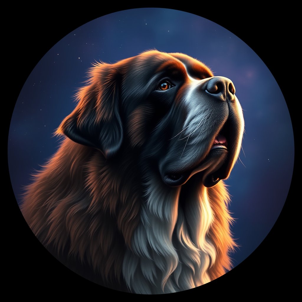 Cosmic medallion portrait of STBD_STBD_27082, a Saint Bernard