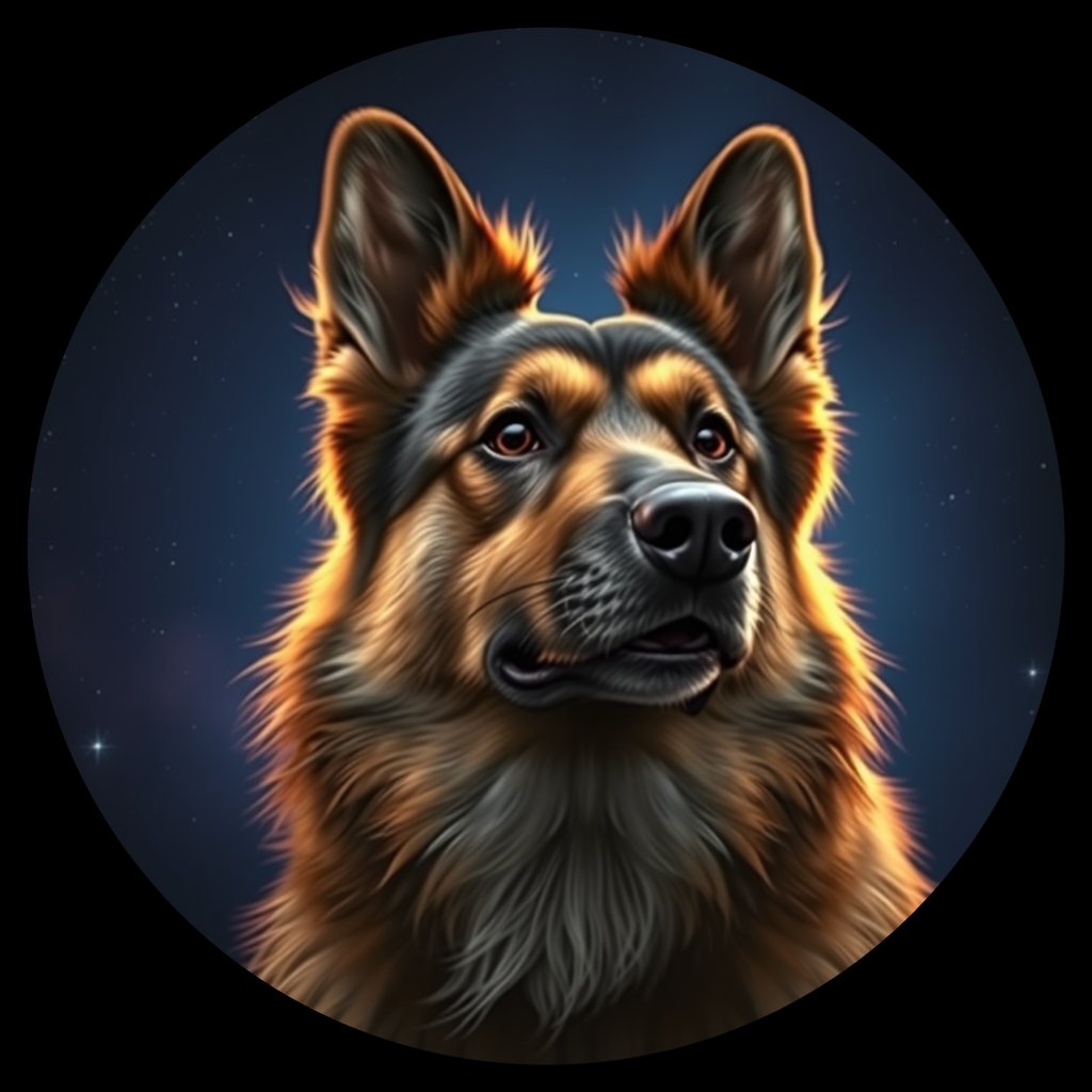 Cosmic medallion portrait of SVAL_SVAL_10043, a Swedish Vallhund