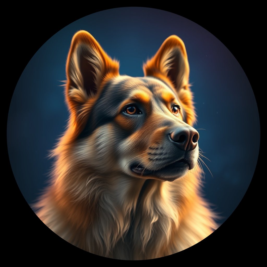 Cosmic medallion portrait of SVAL_SVAL_10069, a Swedish Vallhund