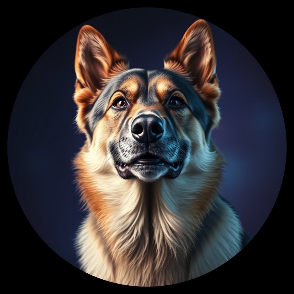 Cosmic medallion portrait of SVAL_SVAL_10447, a Swedish Vallhund