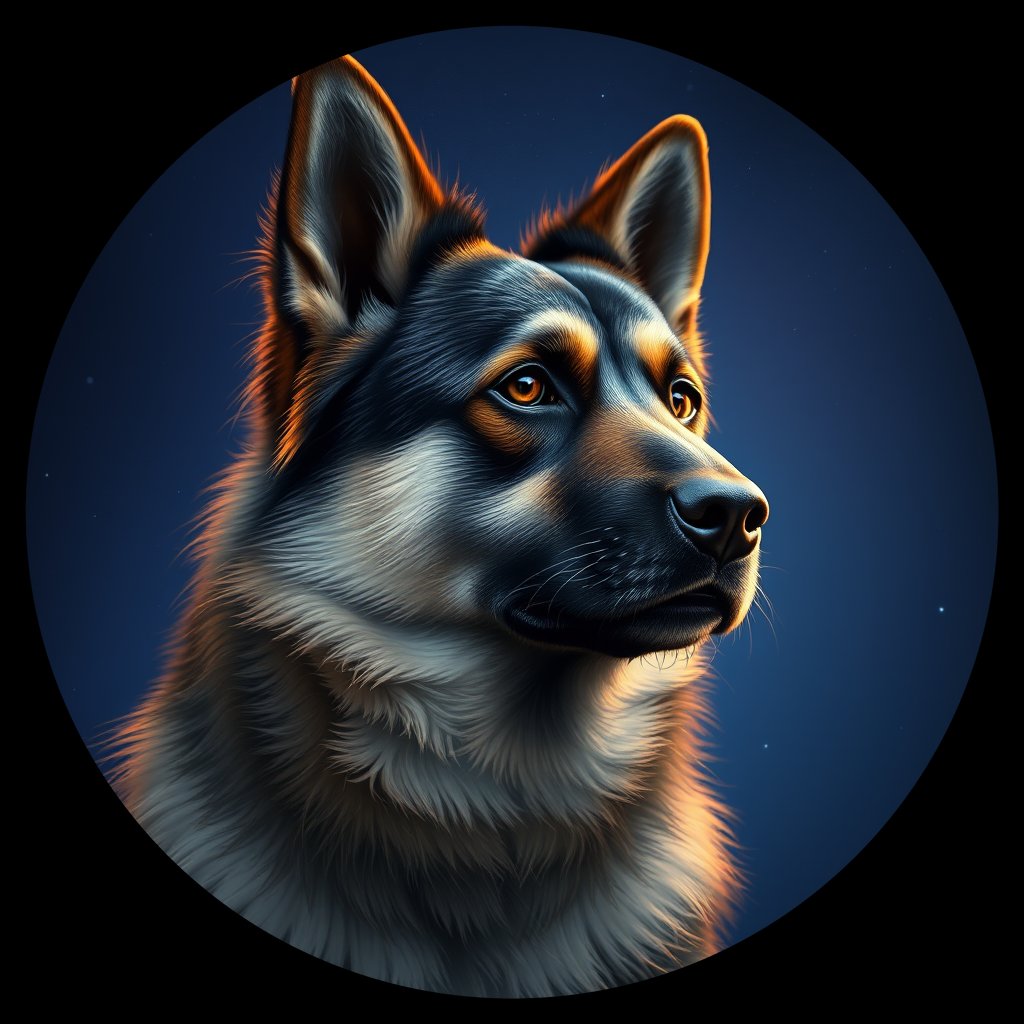 Cosmic medallion portrait of SVAL_SVAL_10600, a Swedish Vallhund