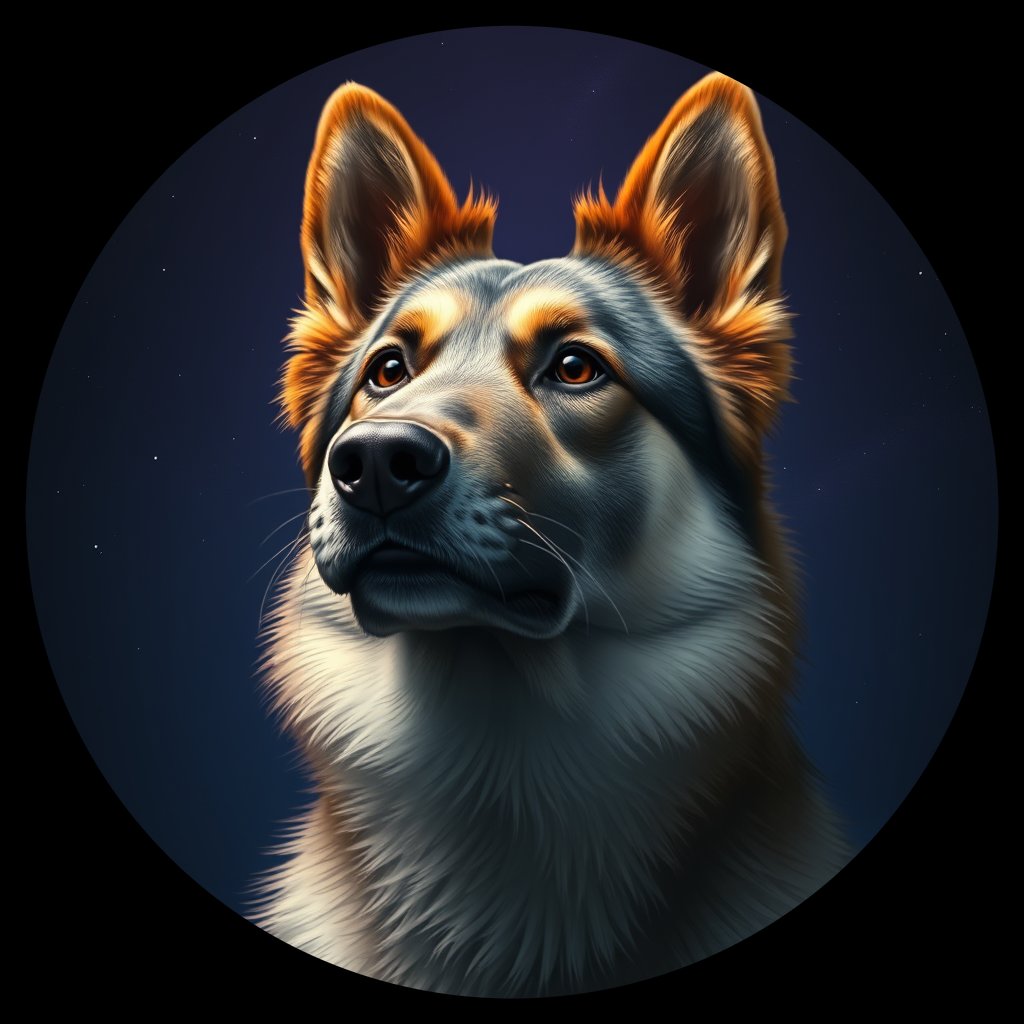 Cosmic medallion portrait of SVAL_SVAL_8343, a Swedish Vallhund