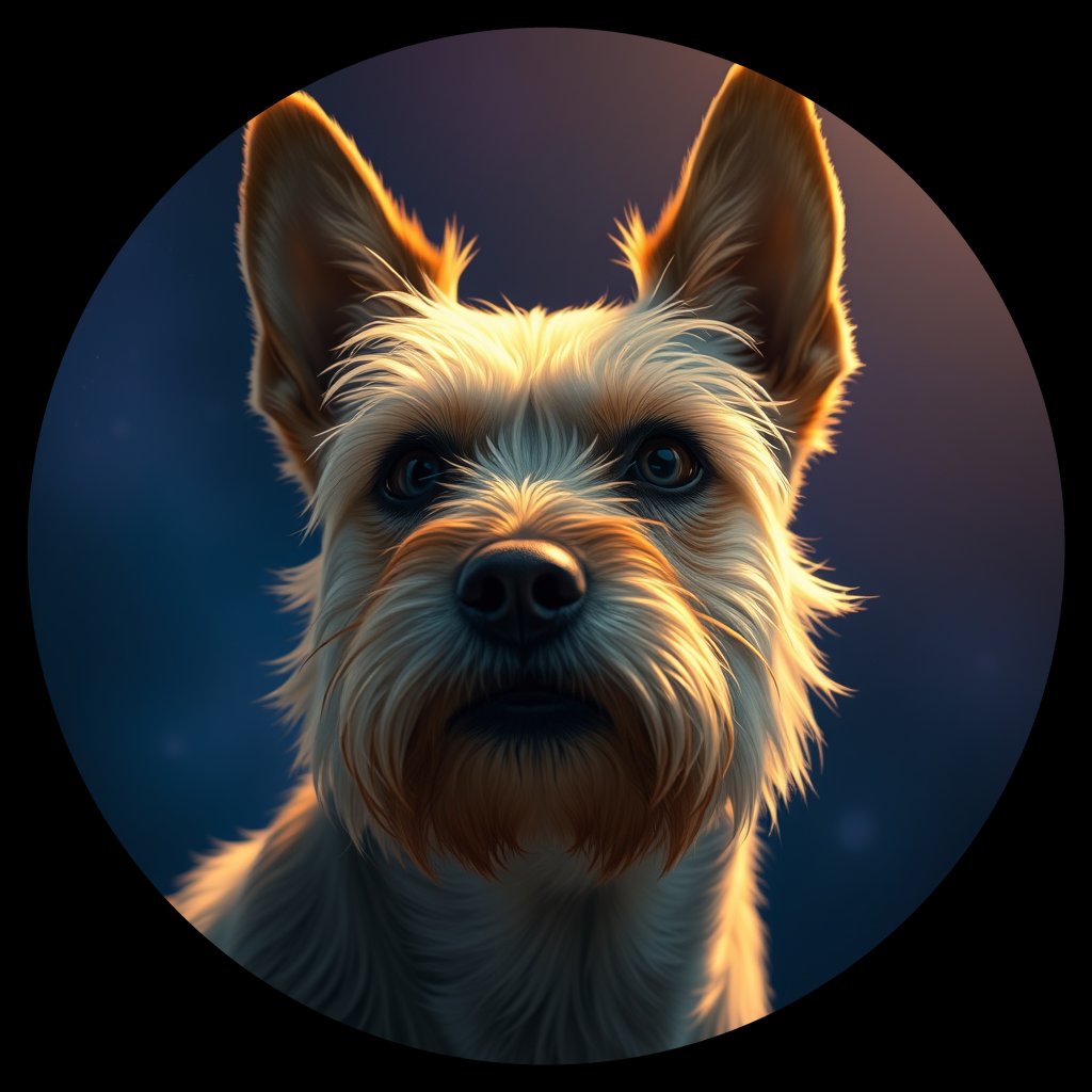 Cosmic medallion portrait of Sally-CT_Sally-CT, a Cairn Terrier