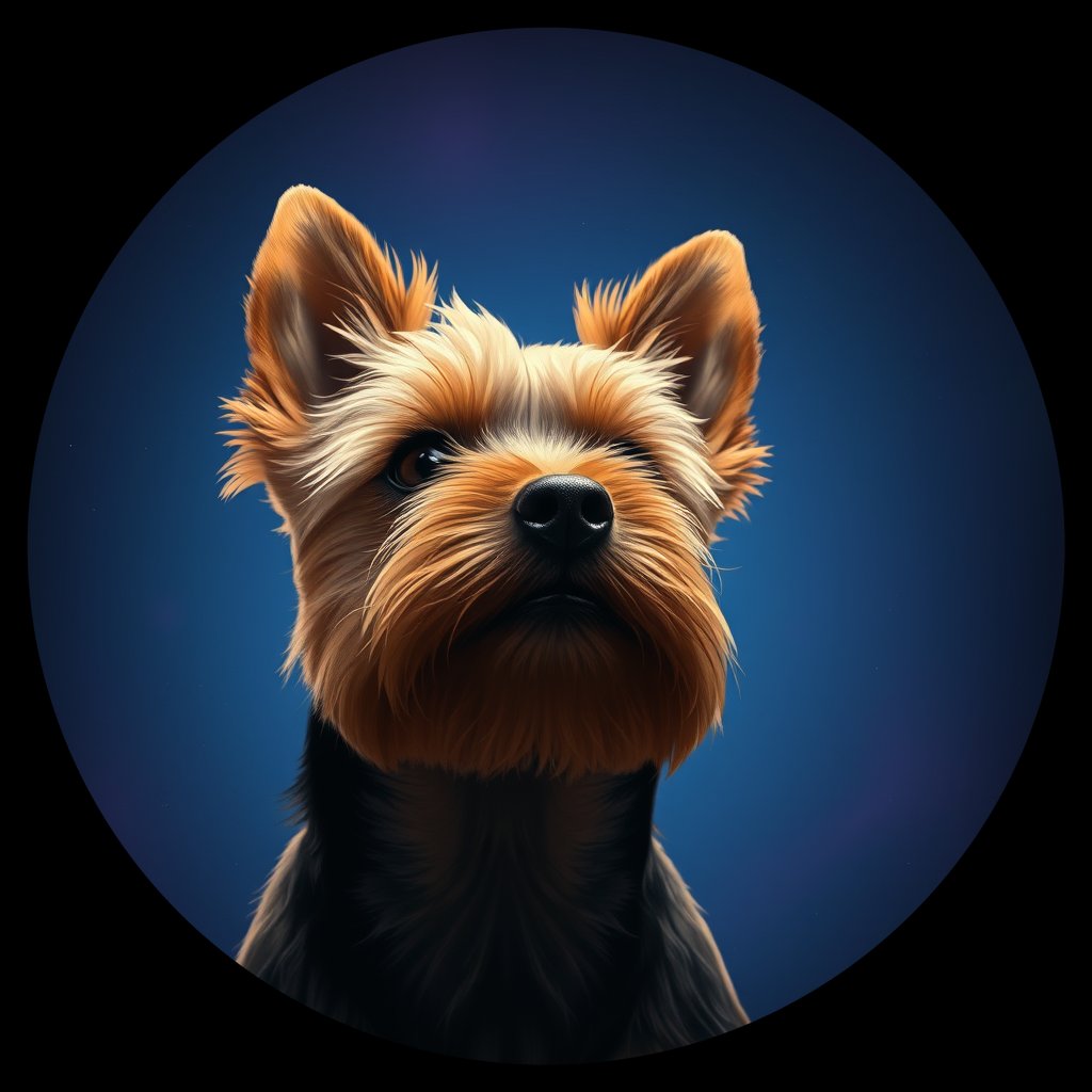 Cosmic medallion portrait of Salsa-KC-YT_Salsa-KC-YT, a Yorkshire Terrier